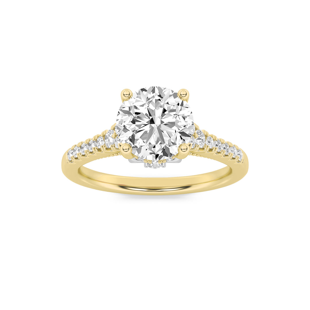 1.5CTW Round Shaped Lab Grown Diamond (G/VS) Accented Two Tone Engagement Ring in 14K Gold