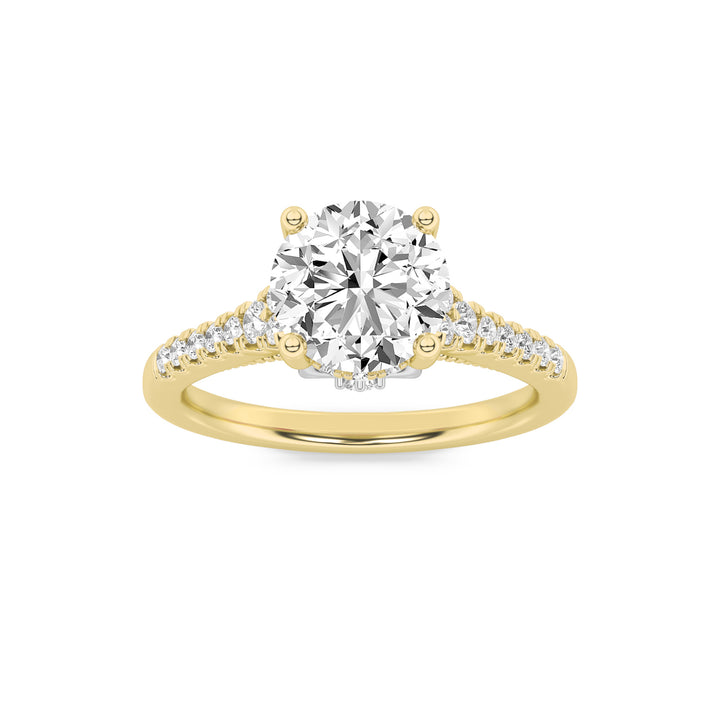 1.5CTW Round Shaped Lab Grown Diamond (G/VS) Accented Two Tone Engagement Ring in 14K Gold
