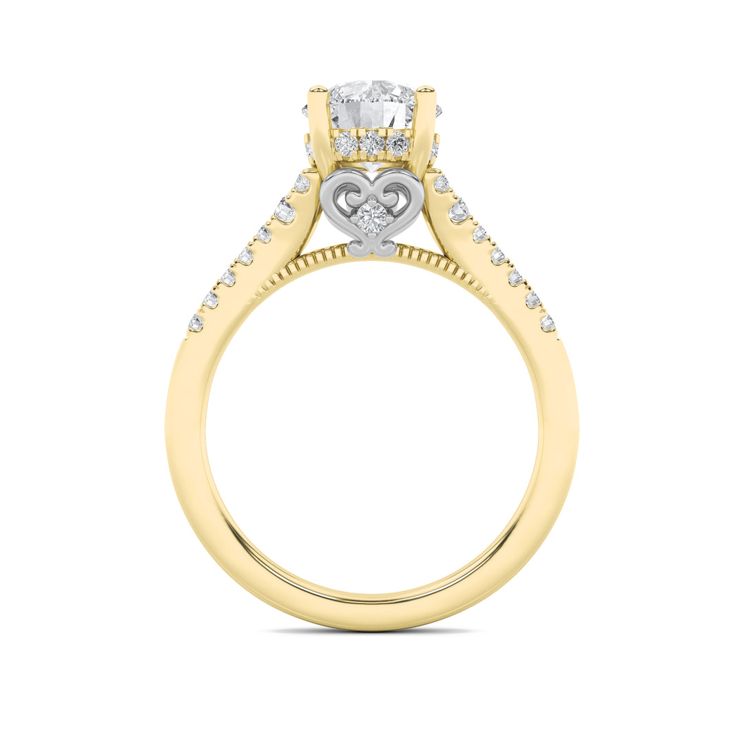 1.5CTW Round Shaped Lab Grown Diamond (G/VS) Accented Two Tone Engagement Ring in 14K Gold