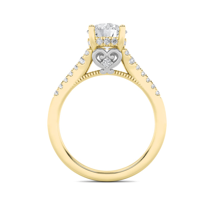 1.5CTW Round Shaped Lab Grown Diamond (G/VS) Accented Two Tone Engagement Ring in 14K Gold