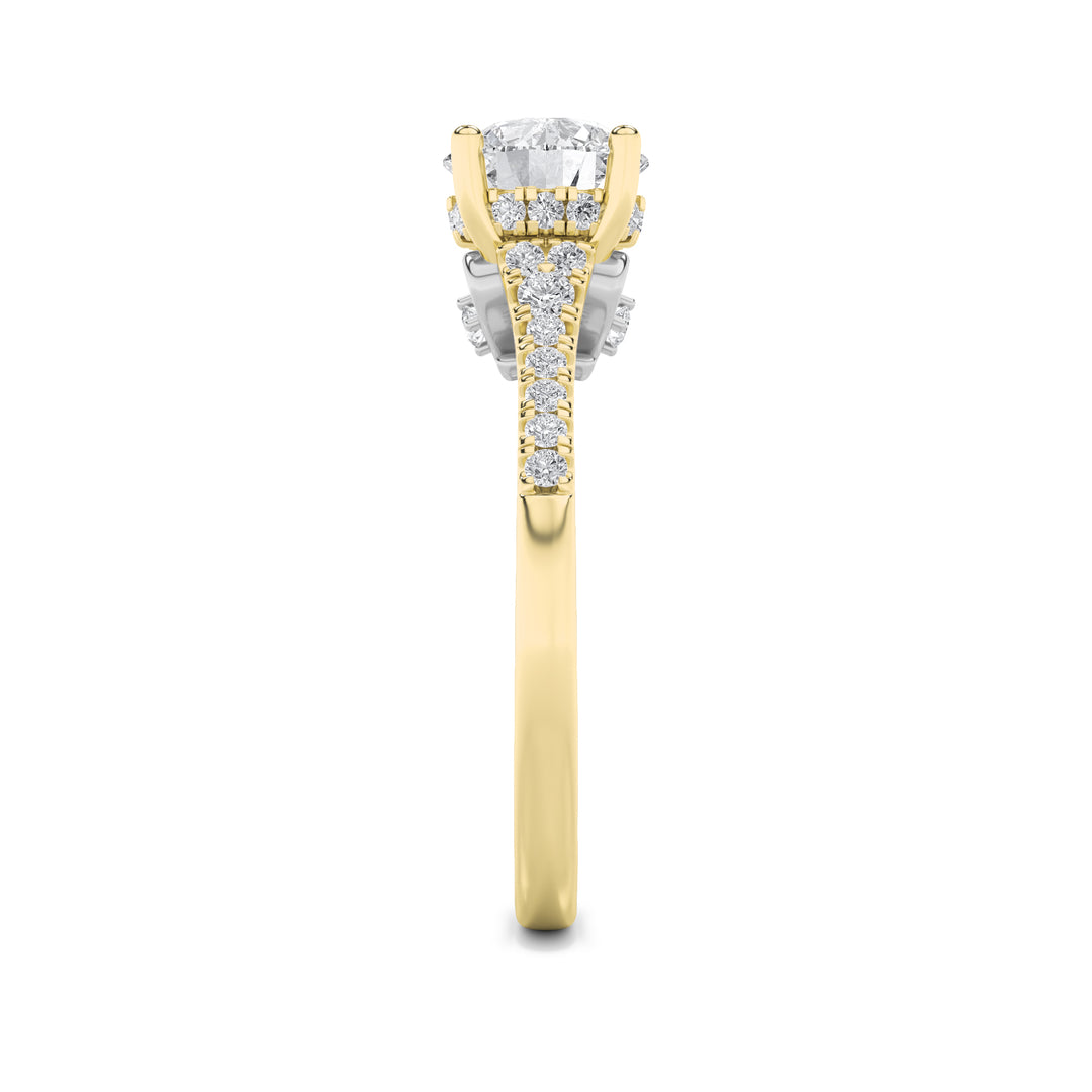 1.5CTW Round Shaped Lab Grown Diamond (G/VS) Accented Two Tone Engagement Ring in 14K Gold