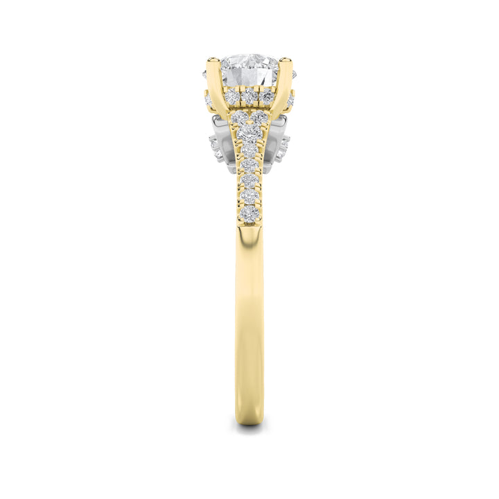 1.5CTW Round Shaped Lab Grown Diamond (G/VS) Accented Two Tone Engagement Ring in 14K Gold