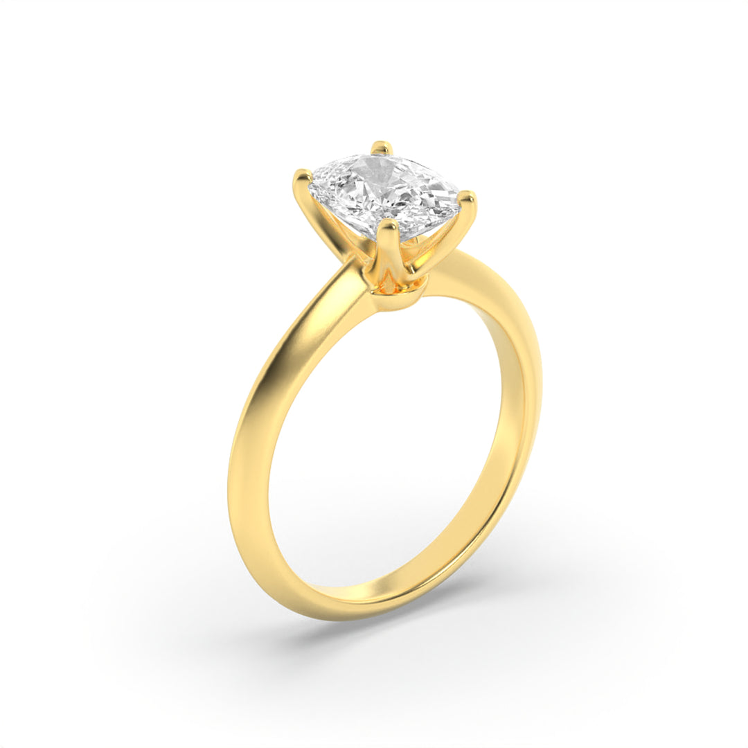 1.5CTW Elongated Cushion Shaped Lab Grown Diamond (G/VS) Knife Edge Shank Solitaire Engagement Ring in 14K Gold