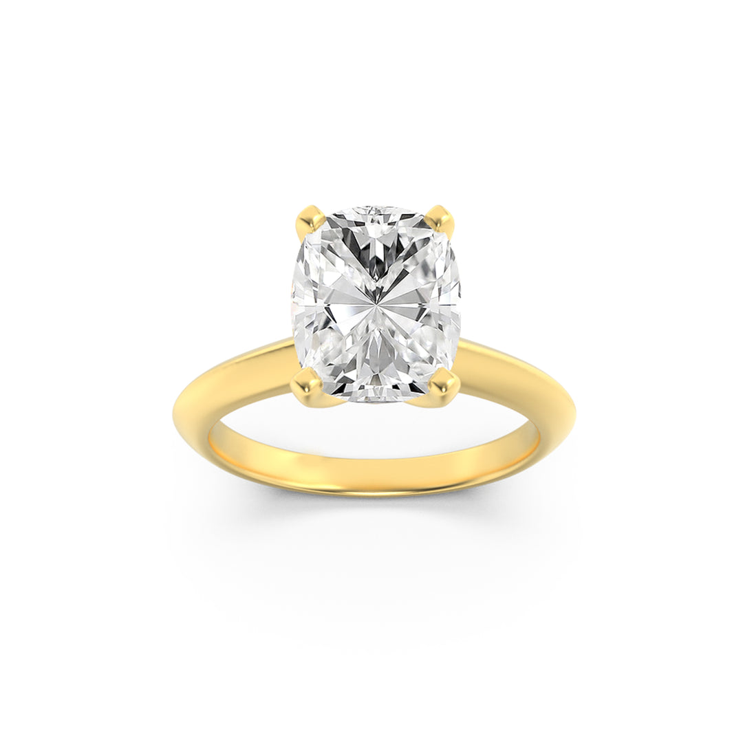 2CTW Elongated Cushion Shaped Lab Grown Diamond (F/VS) Knife Edge Shank Solitaire Engagement Ring in 14K Gold