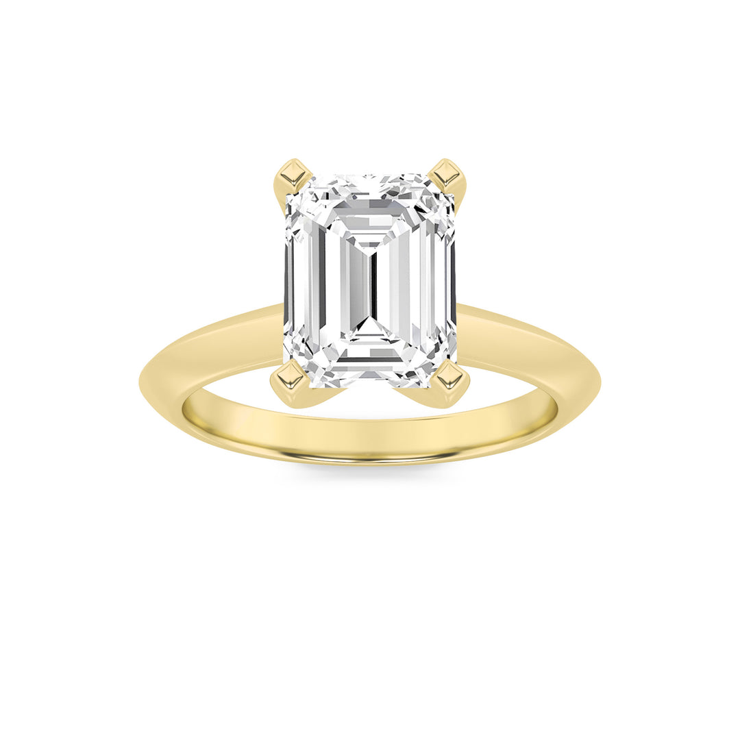 1CTW Emerald Shaped Lab Grown Diamond (F/VS) Knife Edge Shank Solitaire Engagement Ring in 14K Gold