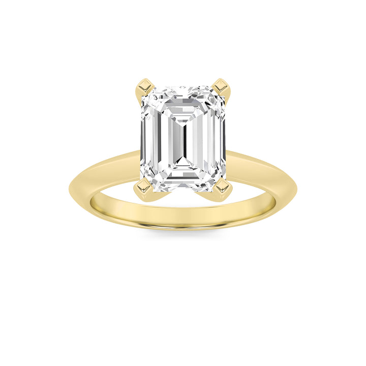 1CTW Emerald Shaped Lab Grown Diamond (G/VS) Knife Edge Shank Solitaire Engagement Ring in 14K Gold