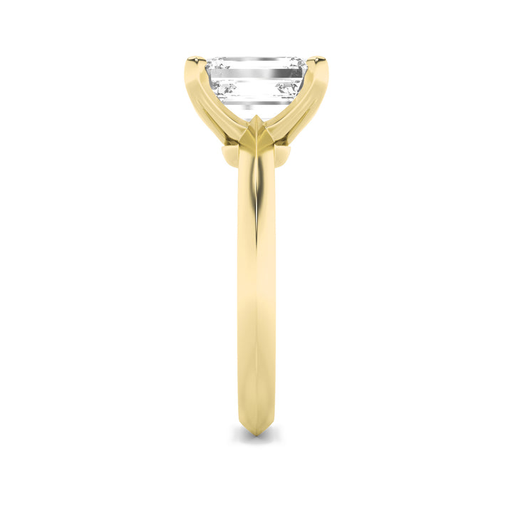 1CTW Emerald Shaped Lab Grown Diamond (G/VS) Knife Edge Shank Solitaire Engagement Ring in 14K Gold