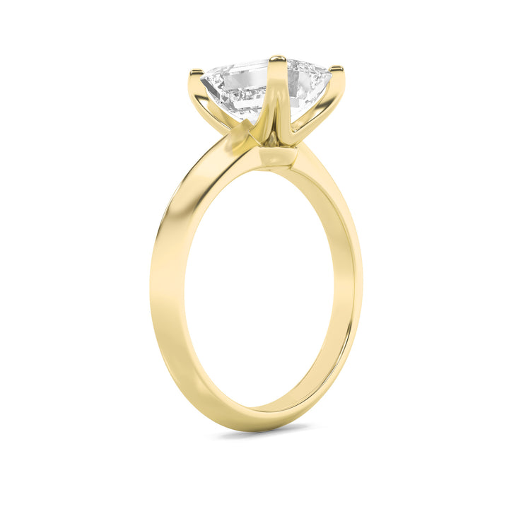 1.5CTW Emerald Shaped Lab Grown Diamond (F/VS) Knife Edge Shank Solitaire Engagement Ring in 14K Gold