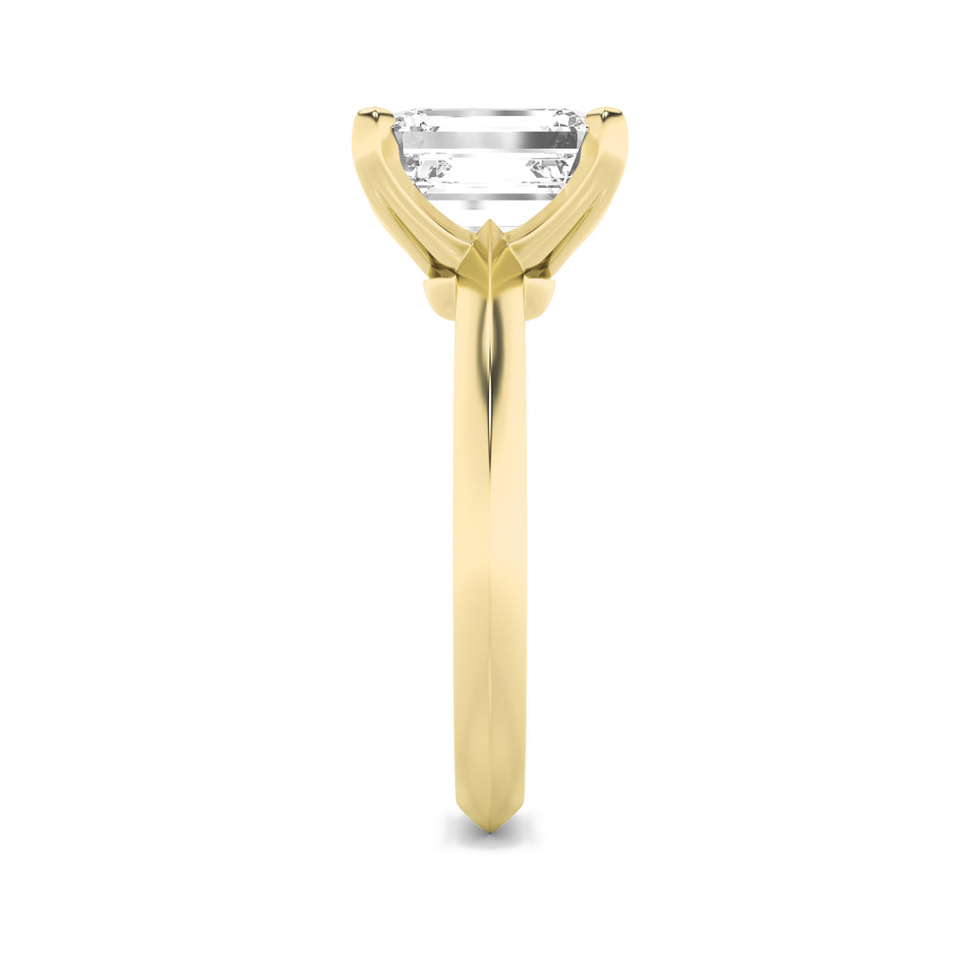 1.5CTW Emerald Shaped Lab Grown Diamond (F/VS) Knife Edge Shank Solitaire Engagement Ring in 14K Gold