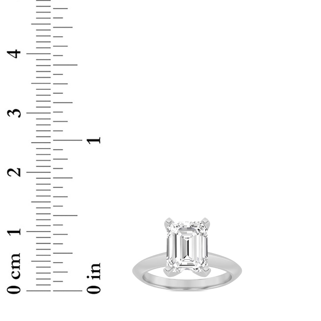 2.5Cttw Emerald Shaped Lab Grown Diamond (F/VS) Knife Edge Shank Solitaire Engagement Ring in 14K Gold