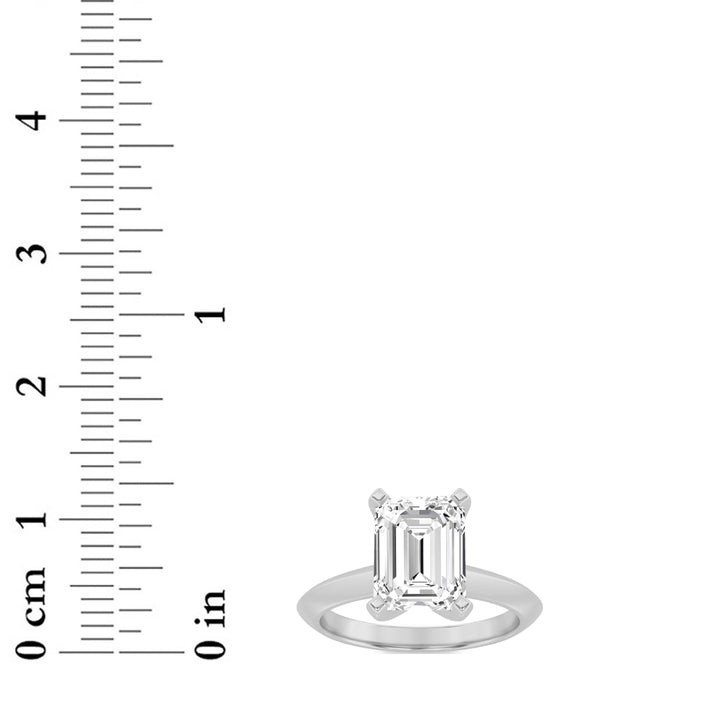 2.5Cttw Emerald Shaped Lab Grown Diamond (F/VS) Knife Edge Shank Solitaire Engagement Ring in 14K Gold