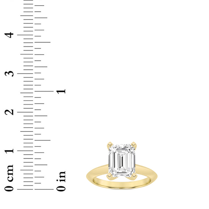 2.5Cttw Emerald Shaped Lab Grown Diamond (G/VS) Knife Edge Shank Solitaire Engagement Ring in 14K Gold