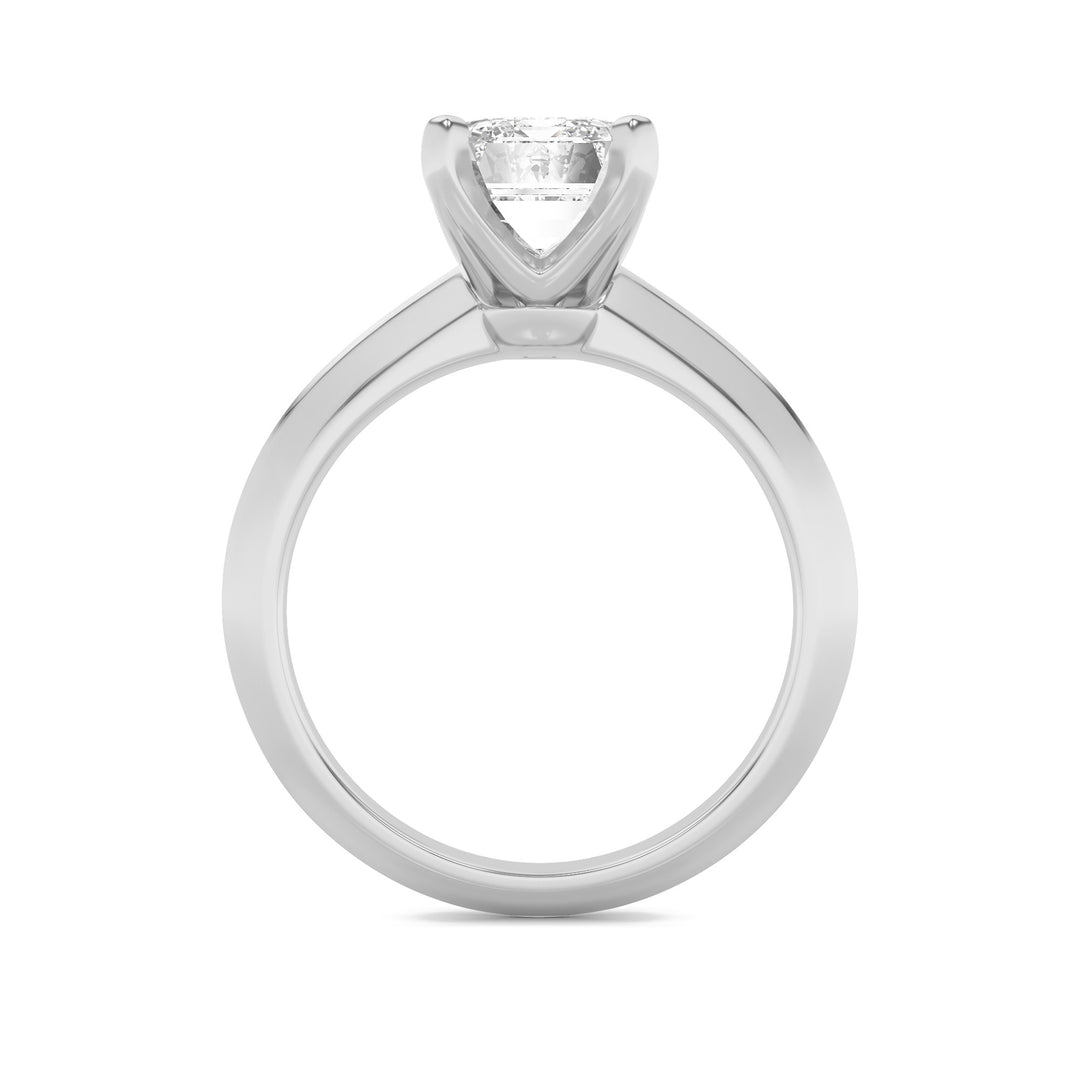 3Cttw Emerald Shaped Lab Grown Diamond (F/VS) Knife Edge Shank Solitaire Engagement Ring in 14K Gold