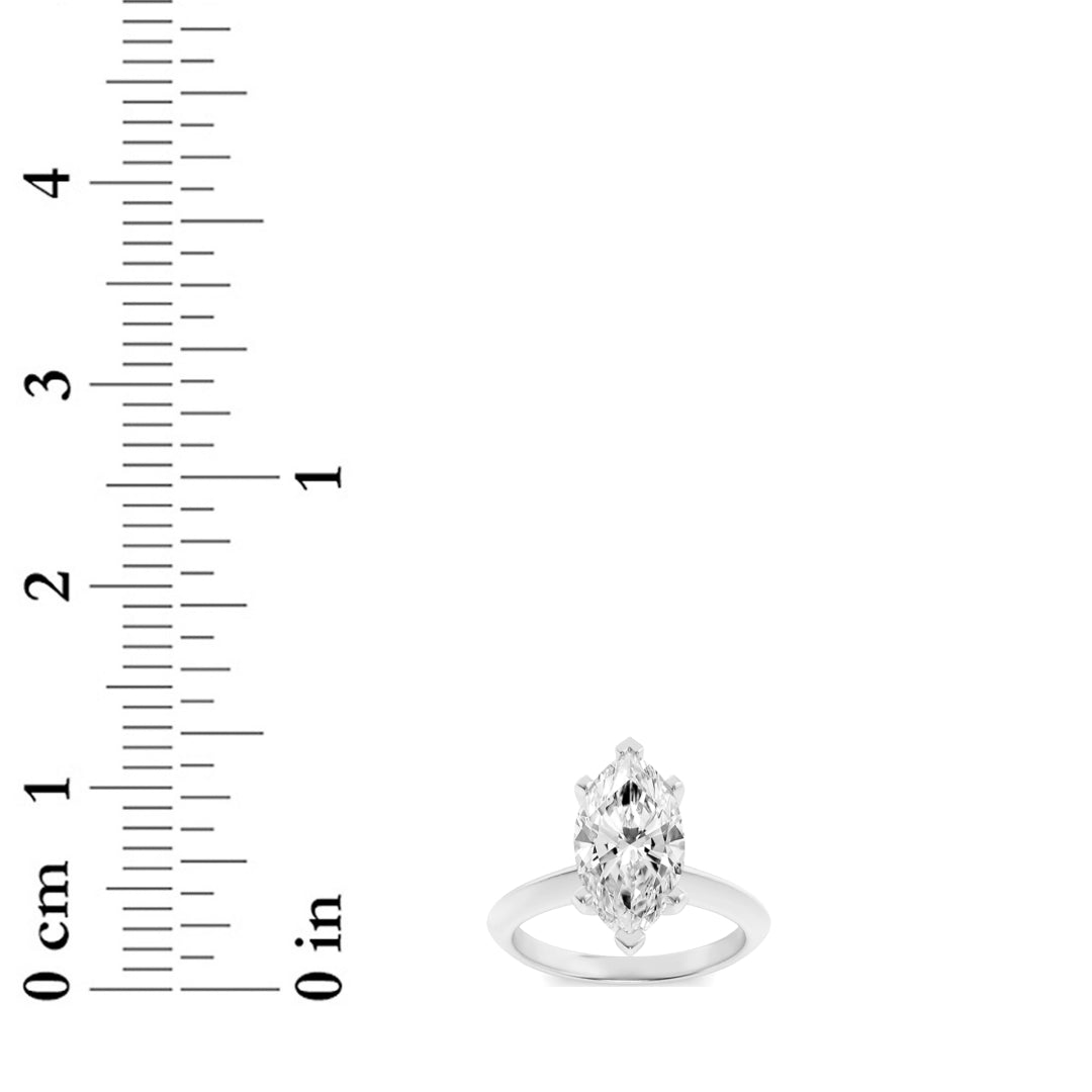 1.5CTW Marquise Shaped Lab Grown Diamond (F/VS) Knife Edge Shank Solitaire Engagement Ring in 14K Gold