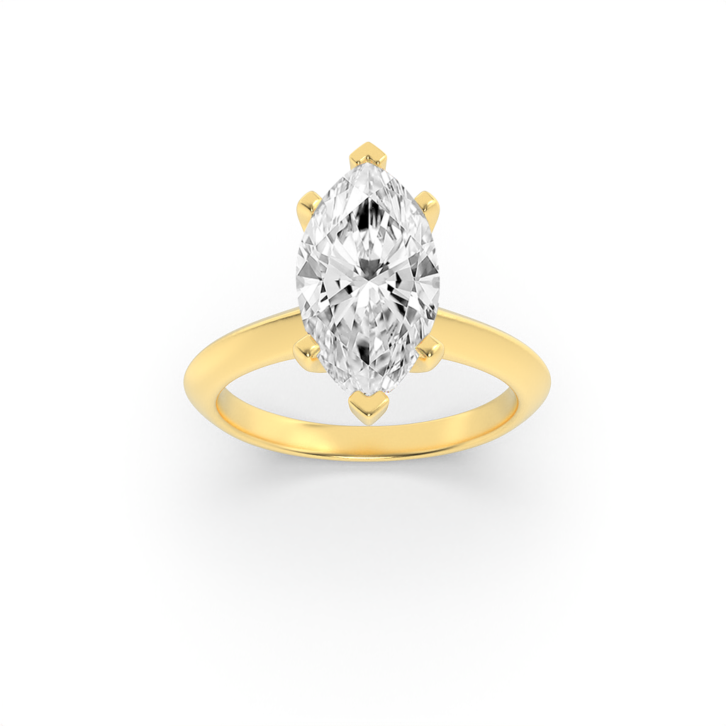 14KY 2.89ct Marquise Lab Diamond Solitaire Ring