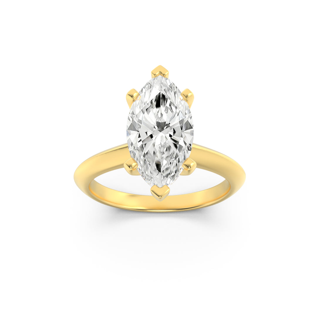 2CTW Marquise Shaped Lab Grown Diamond (F/VS) Knife Edge Shank Solitaire Engagement Ring in 14K Gold