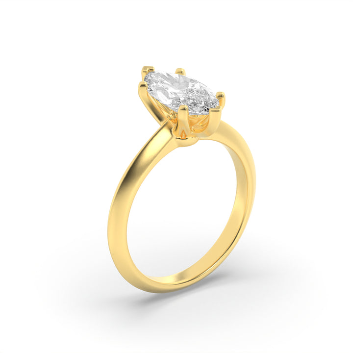 2CTW Marquise Shaped Lab Grown Diamond (F/VS) Knife Edge Shank Solitaire Engagement Ring in 14K Gold
