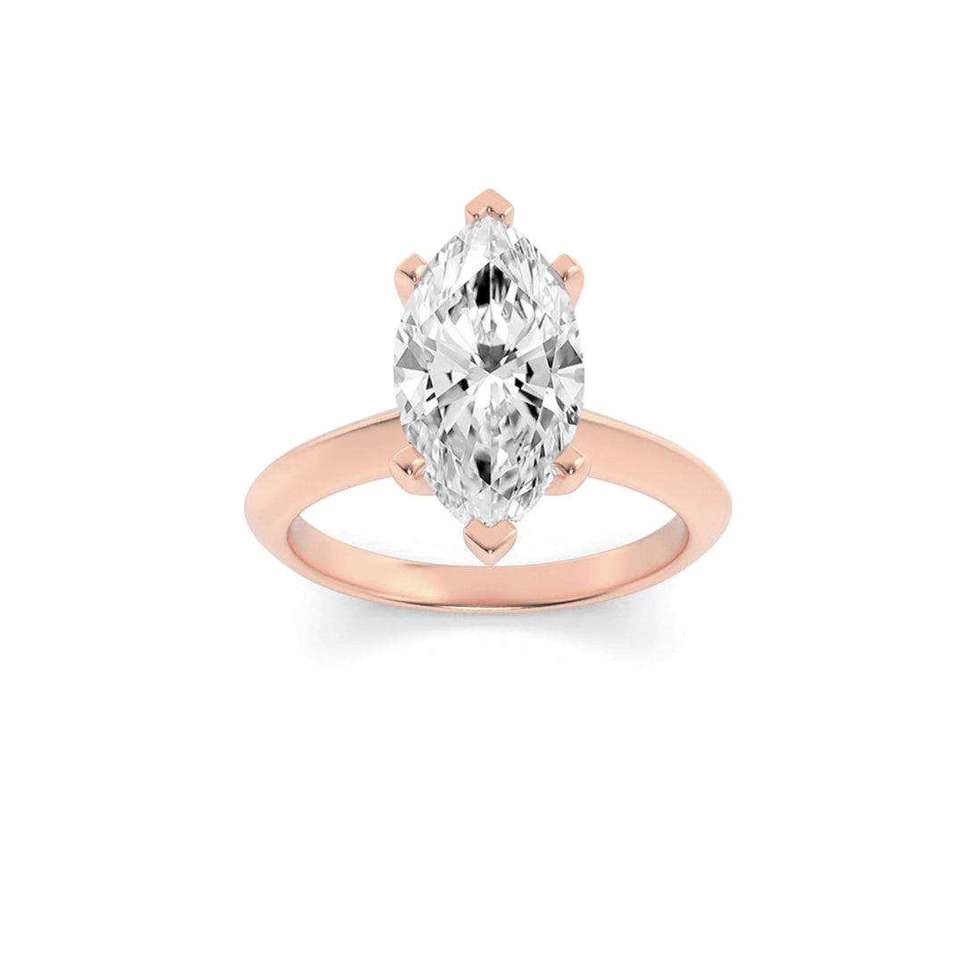 2CTW Marquise Shaped Lab Grown Diamond (F/VS) Knife Edge Shank Solitaire Engagement Ring in 14K Gold