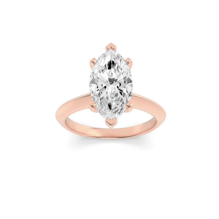 2CTW Marquise Shaped Lab Grown Diamond (F/VS) Knife Edge Shank Solitaire Engagement Ring in 14K Gold