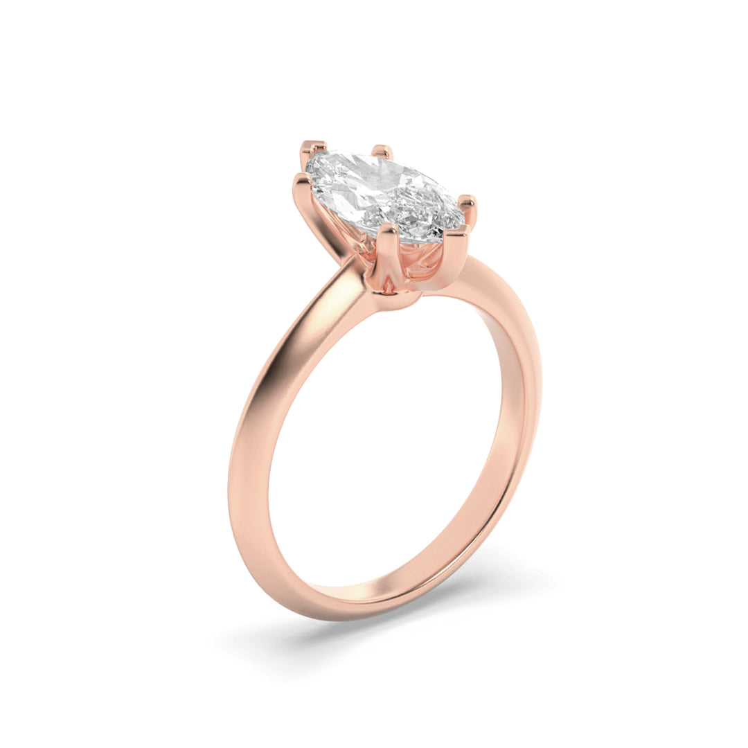 2CTW Marquise Shaped Lab Grown Diamond (F/VS) Knife Edge Shank Solitaire Engagement Ring in 14K Gold