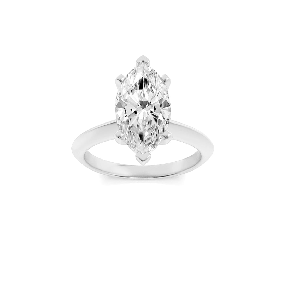 2.5Cttw Marquise Shaped Lab Grown Diamond (F/VS) Knife Edge Shank Solitaire Engagement Ring in 14K Gold
