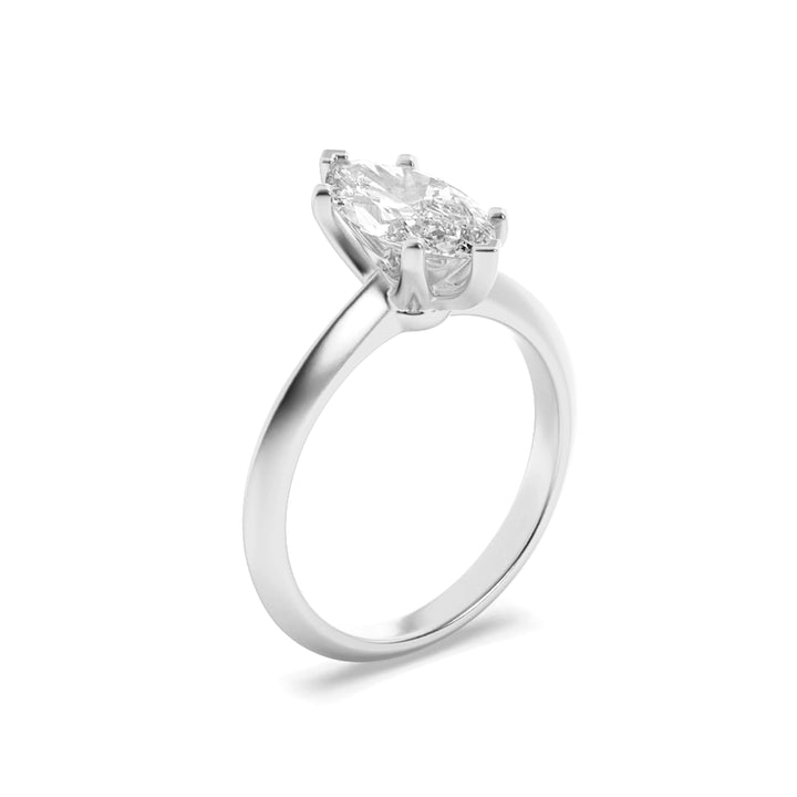 2.5Cttw Marquise Shaped Lab Grown Diamond (F/VS) Knife Edge Shank Solitaire Engagement Ring in 14K Gold