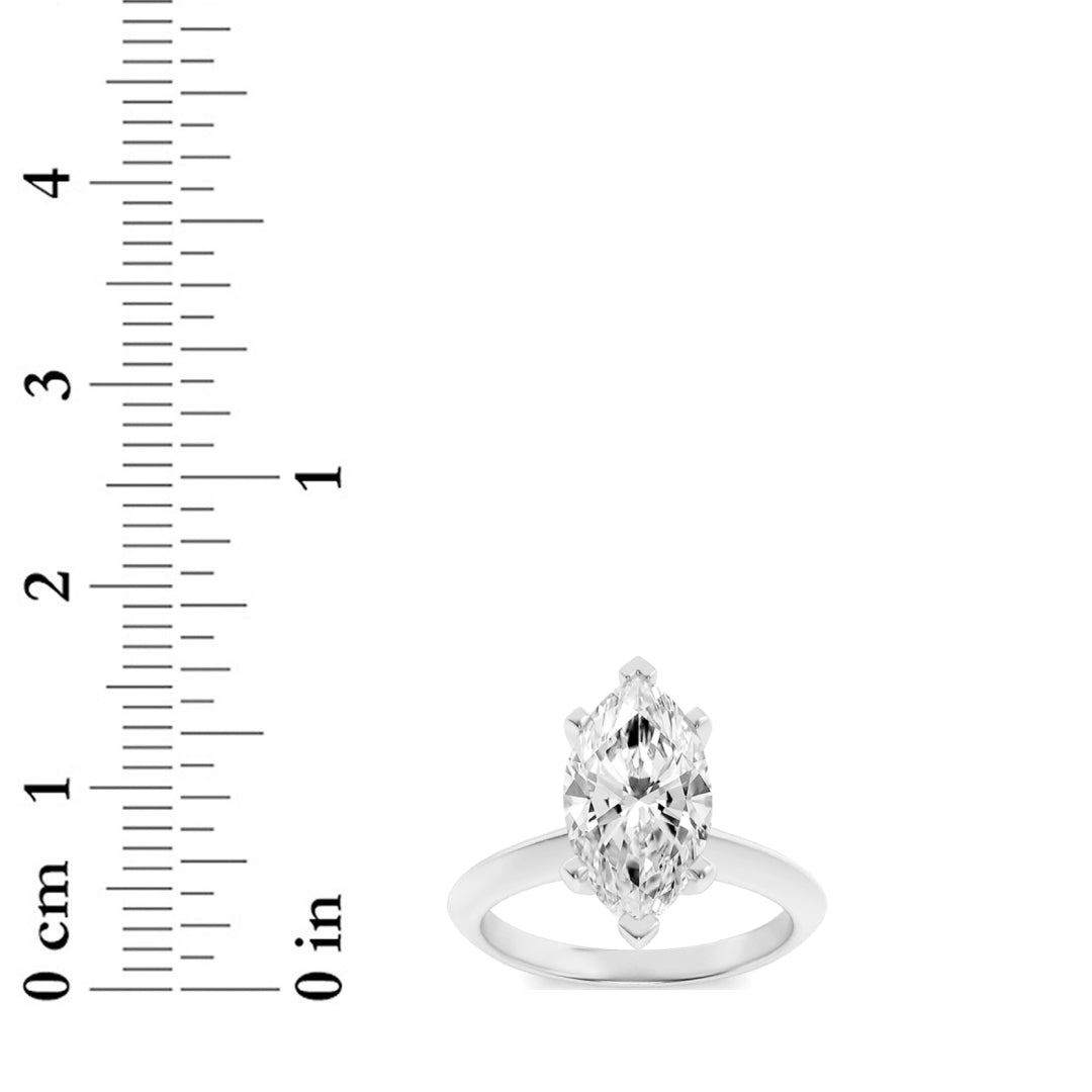 2.5Cttw Marquise Shaped Lab Grown Diamond (F/VS) Knife Edge Shank Solitaire Engagement Ring in 14K Gold