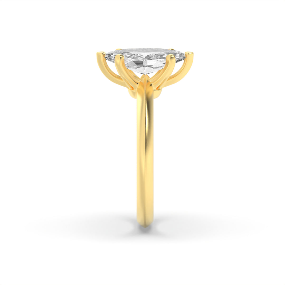 2.5Cttw Marquise Shaped Lab Grown Diamond (F/VS) Knife Edge Shank Solitaire Engagement Ring in 14K Gold