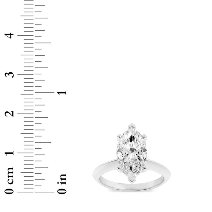 3Cttw Marquise Shaped Lab Grown Diamond (F/VS) Knife Edge Shank Solitaire Engagement Ring in 14K Gold