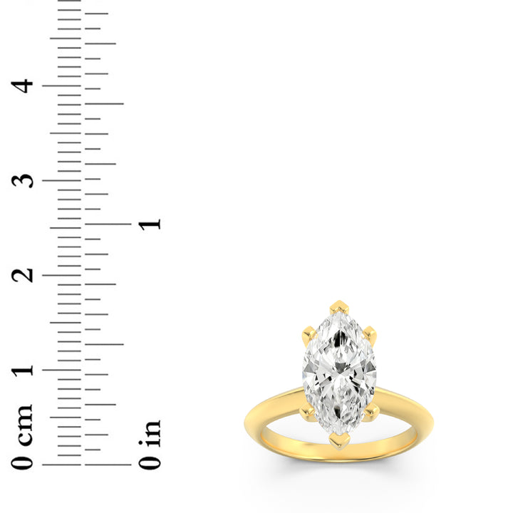 3Cttw Marquise Shaped Lab Grown Diamond (F/VS) Knife Edge Shank Solitaire Engagement Ring in 14K Gold