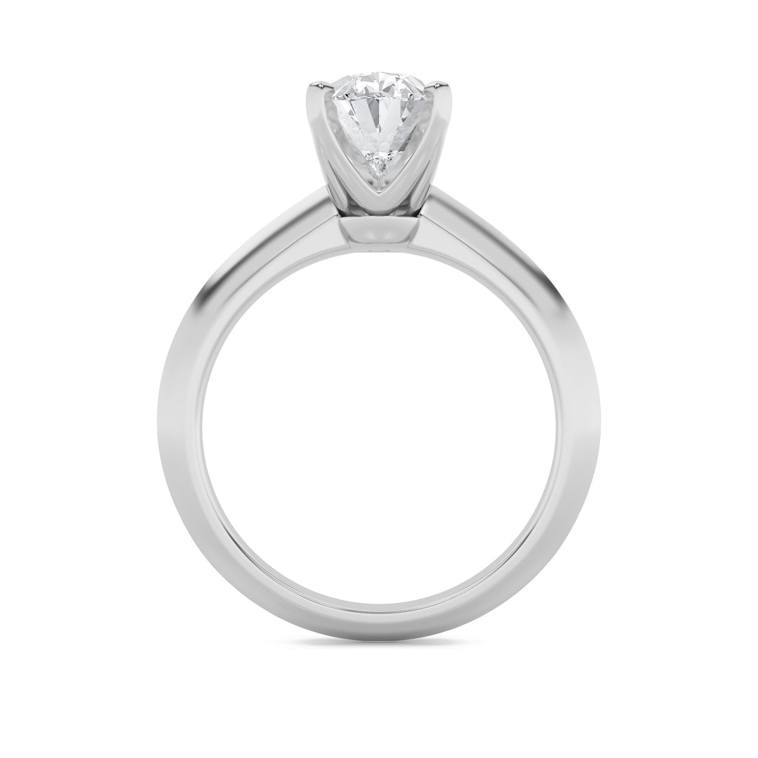 1CTW Oval Shaped Lab Grown Diamond (F/VS) Knife Edge Shank Solitaire Engagement Ring in 14K Gold