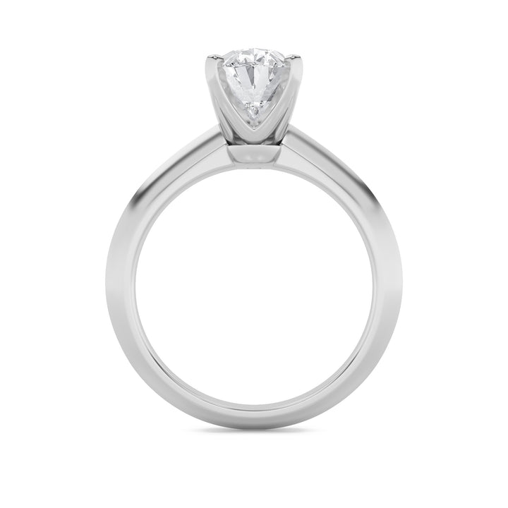 1CTW Oval Shaped Lab Grown Diamond (F/VS) Knife Edge Shank Solitaire Engagement Ring in 14K Gold