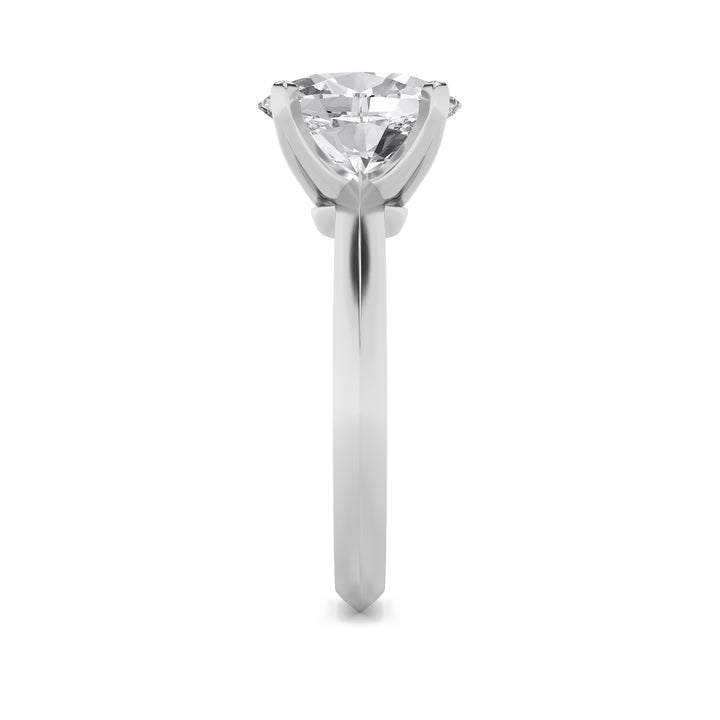 1CTW Oval Shaped Lab Grown Diamond (F/VS) Knife Edge Shank Solitaire Engagement Ring in 14K Gold
