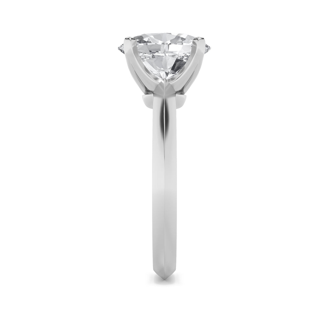 2CTW Oval Shaped Lab Grown Diamond (F/VS) Knife Edge Shank Solitaire Engagement Ring in 14K Gold
