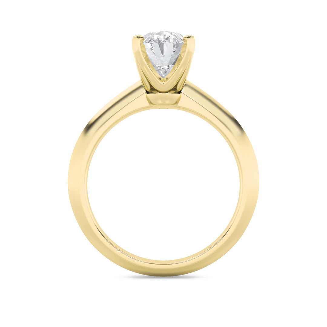 2CTW Oval Shaped Lab Grown Diamond (F/VS) Knife Edge Shank Solitaire Engagement Ring in 14K Gold