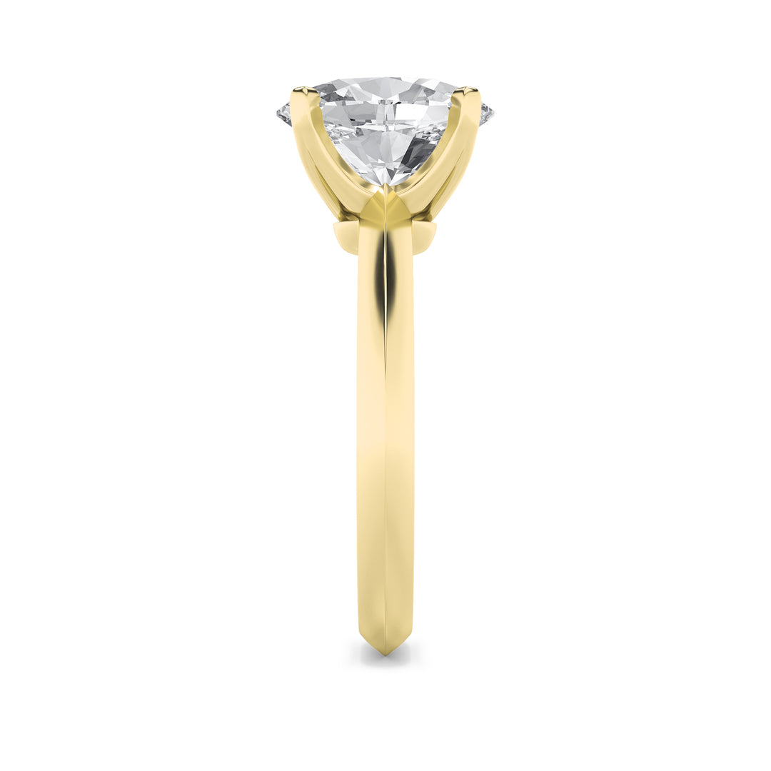 2CTW Oval Shaped Lab Grown Diamond (F/VS) Knife Edge Shank Solitaire Engagement Ring in 14K Gold