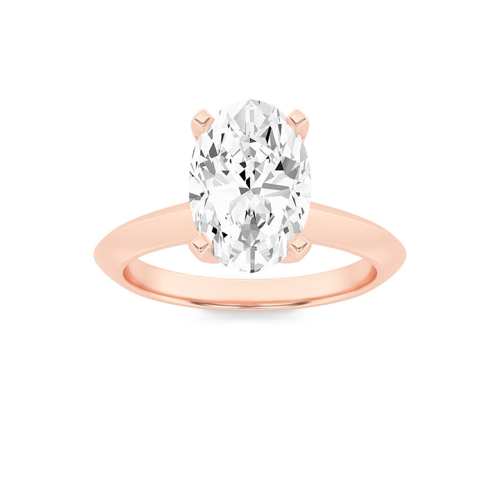 2Cttw Oval Shaped Lab Grown Diamond (F/VS) Knife Edge Shank Solitaire Engagement Ring in 14K Gold