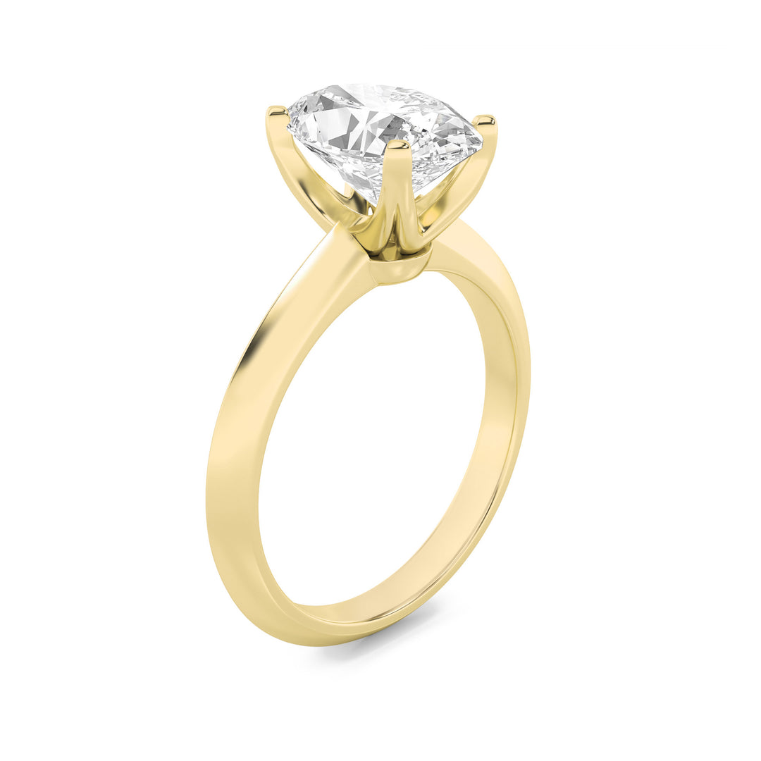 3Cttw Oval Shaped Lab Grown Diamond (F/VS) Knife Edge Shank Solitaire Engagement Ring in 14K Gold