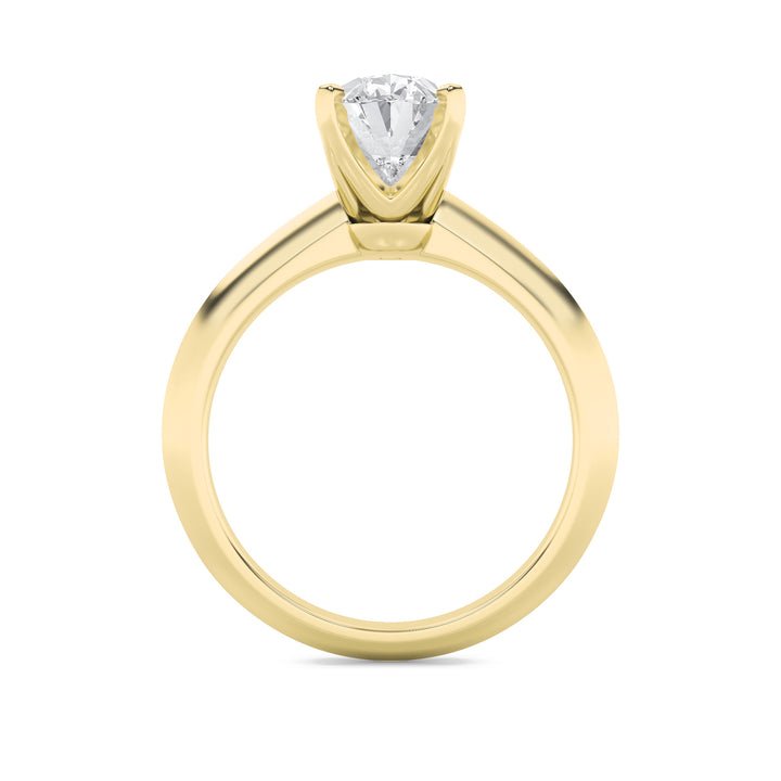 3Cttw Oval Shaped Lab Grown Diamond (F/VS) Knife Edge Shank Solitaire Engagement Ring in 14K Gold