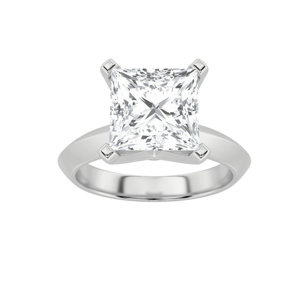 1CTW Princess Shaped Lab Grown Diamond (F/VS) Knife Edge Shank Solitaire Engagement Ring in 14K Gold