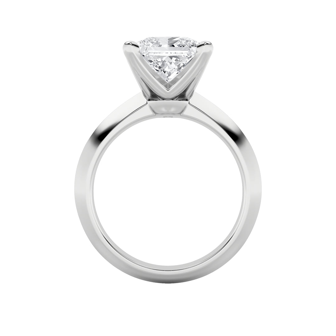 1CTW Princess Shaped Lab Grown Diamond (F/VS) Knife Edge Shank Solitaire Engagement Ring in 14K Gold
