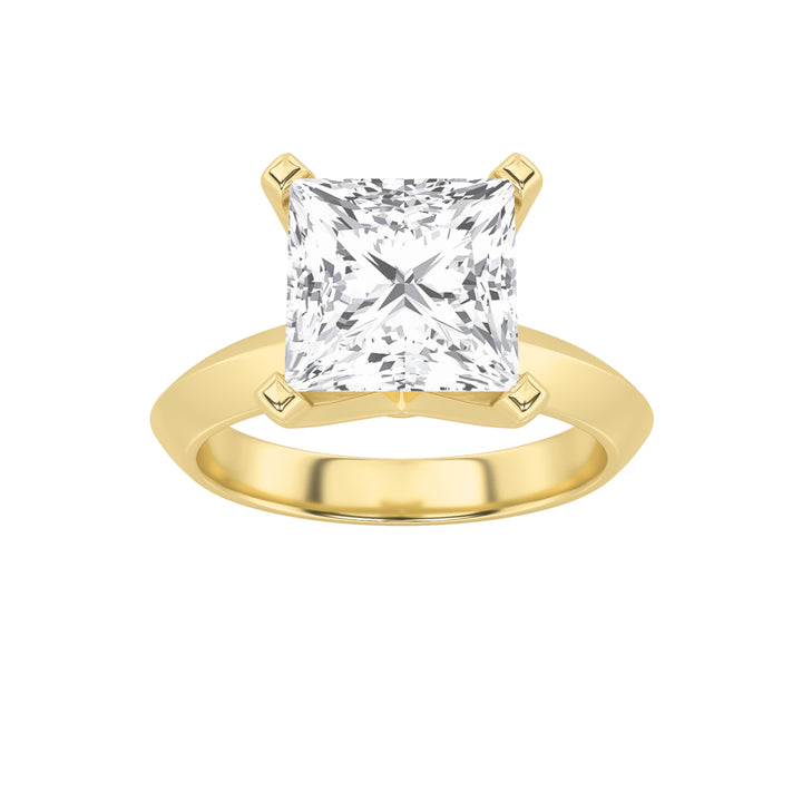 1CTW Princess Shaped Lab Grown Diamond (F/VS) Knife Edge Shank Solitaire Engagement Ring in 14K Gold