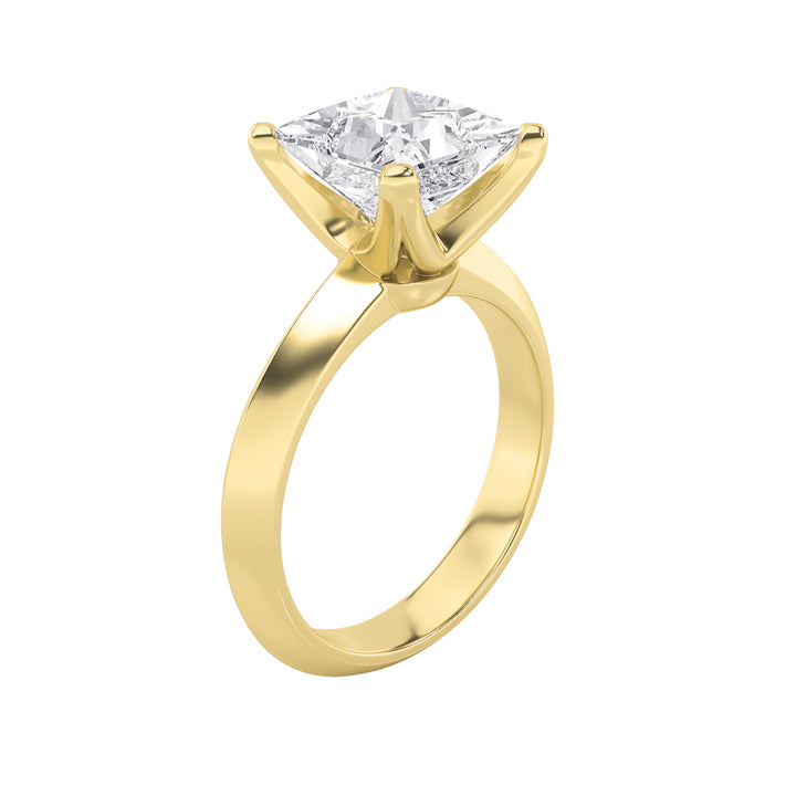 1CTW Princess Shaped Lab Grown Diamond (F/VS) Knife Edge Shank Solitaire Engagement Ring in 14K Gold