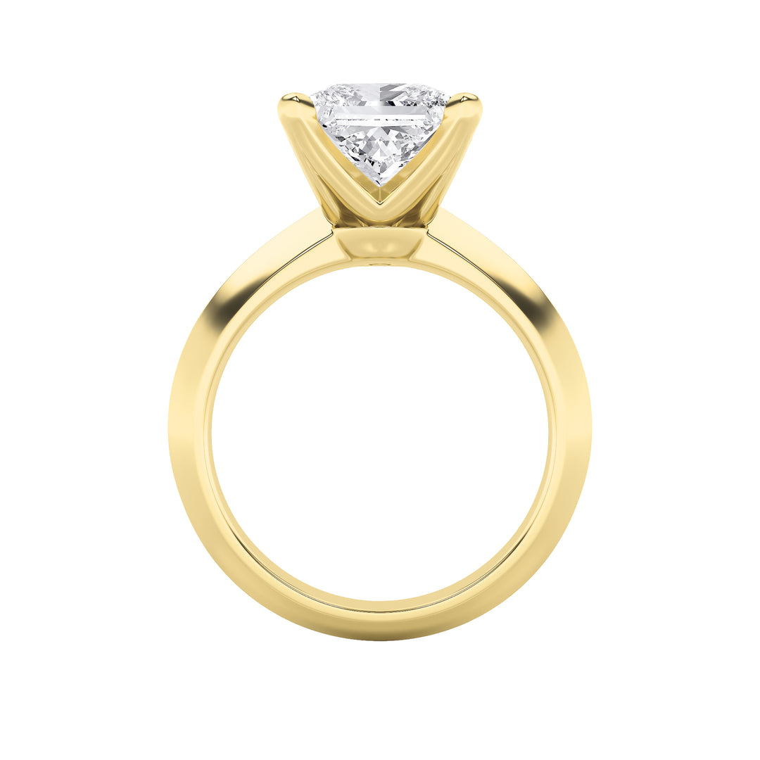 1CTW Princess Shaped Lab Grown Diamond (F/VS) Knife Edge Shank Solitaire Engagement Ring in 14K Gold