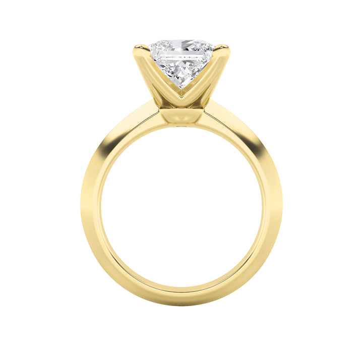 1CTW Princess Shaped Lab Grown Diamond (F/VS) Knife Edge Shank Solitaire Engagement Ring in 14K Gold