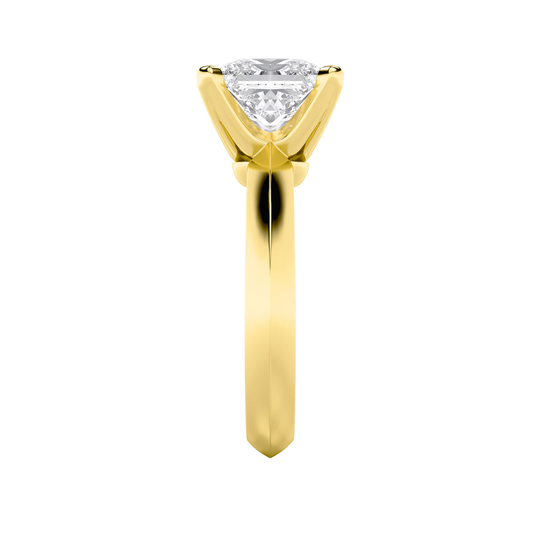 1CTW Princess Shaped Lab Grown Diamond (F/VS) Knife Edge Shank Solitaire Engagement Ring in 14K Gold