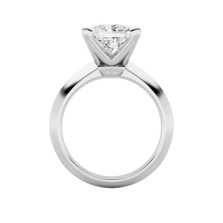 3Cttw Princess Shaped Lab Grown Diamond (F/VS) Knife Edge Shank Solitaire Engagement Ring in 14K Gold