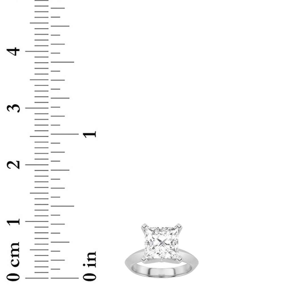 3Cttw Princess Shaped Lab Grown Diamond (F/VS) Knife Edge Shank Solitaire Engagement Ring in 14K Gold