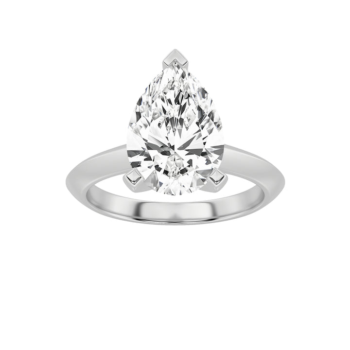1CTW Pear Shaped Lab Grown Diamond (F/VS) Knife Edge Shank Solitaire Engagement Ring in 14K Gold