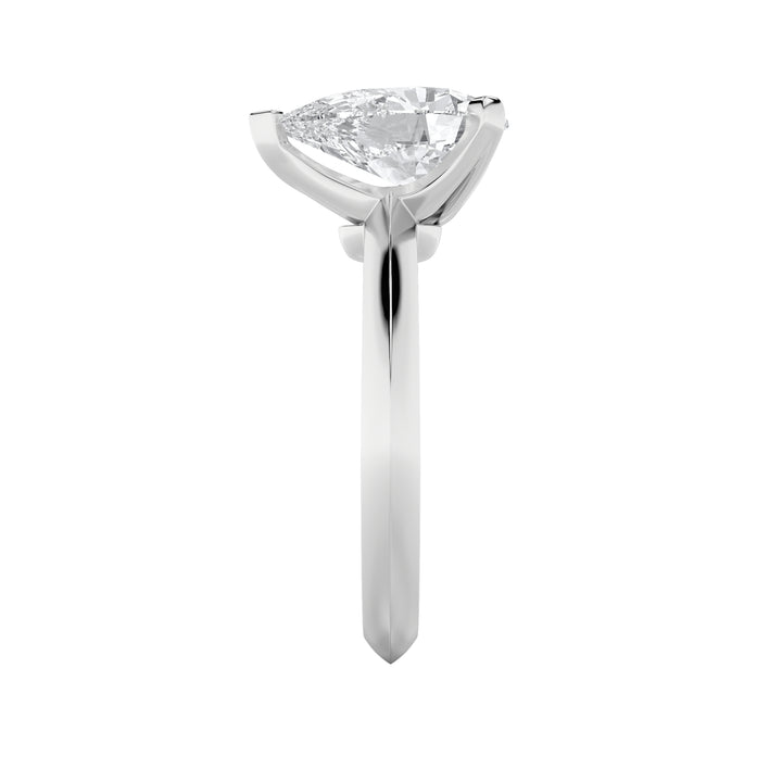 1CTW Pear Shaped Lab Grown Diamond (F/VS) Knife Edge Shank Solitaire Engagement Ring in 14K Gold
